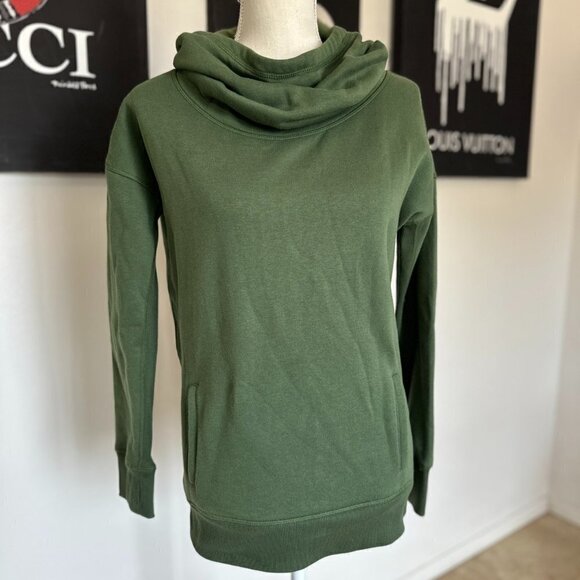 ZYIA Active Oh So Soft Cowl Neck Hoodie in Olive Green - Picture 2 of 7